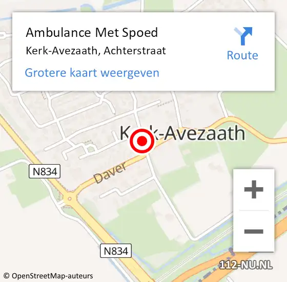 Locatie op kaart van de 112 melding: Ambulance Met Spoed Naar Kerk-Avezaath, Achterstraat op 9 december 2018 14:26