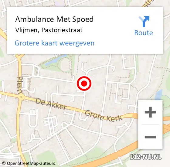 Locatie op kaart van de 112 melding: Ambulance Met Spoed Naar Vlijmen, Pastoriestraat op 9 december 2018 14:29