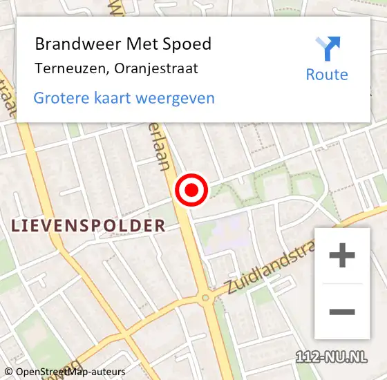 Locatie op kaart van de 112 melding: Brandweer Met Spoed Naar Terneuzen, Oranjestraat op 9 december 2018 14:57