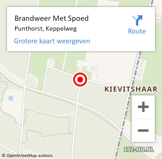 Locatie op kaart van de 112 melding: Brandweer Met Spoed Naar Punthorst, Keppelweg op 9 december 2018 15:14