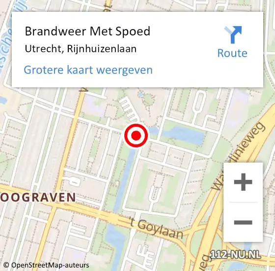 Locatie op kaart van de 112 melding: Brandweer Met Spoed Naar Utrecht, Rijnhuizenlaan op 9 december 2018 16:16