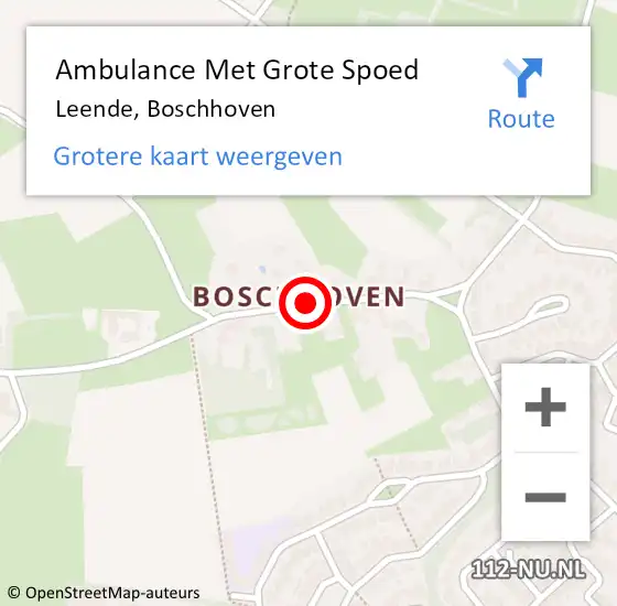 Locatie op kaart van de 112 melding: Ambulance Met Grote Spoed Naar Leende, Boschhoven op 9 december 2018 16:50