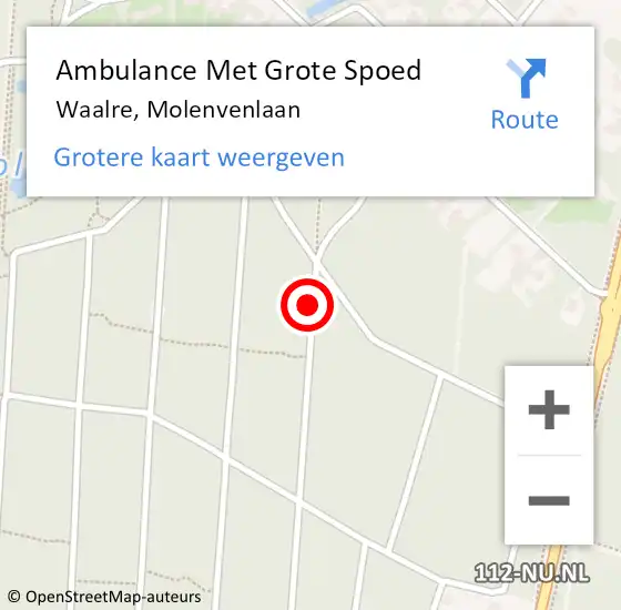 Locatie op kaart van de 112 melding: Ambulance Met Grote Spoed Naar Waalre, Molenvenlaan op 9 december 2018 16:57