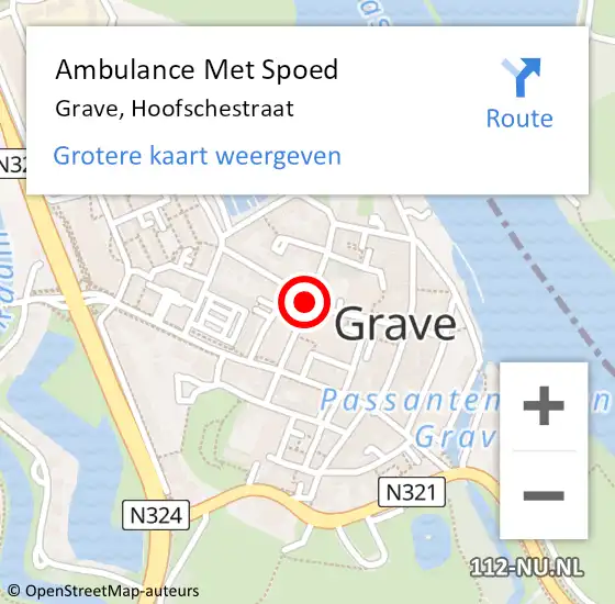 Locatie op kaart van de 112 melding: Ambulance Met Spoed Naar Grave, Hoofschestraat op 9 december 2018 17:14