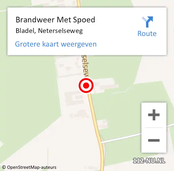 Locatie op kaart van de 112 melding: Brandweer Met Spoed Naar Bladel, Neterselseweg op 9 december 2018 17:26