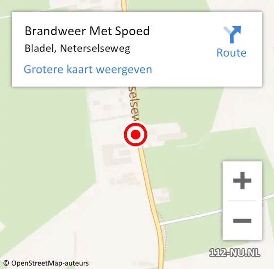 Locatie op kaart van de 112 melding: Brandweer Met Spoed Naar Bladel, Neterselseweg op 9 december 2018 17:38