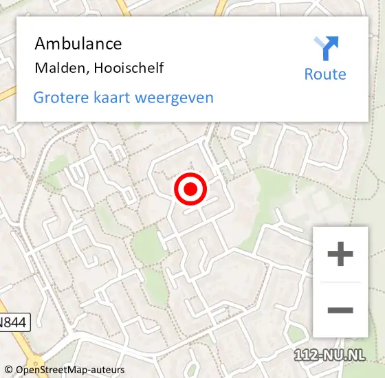 Locatie op kaart van de 112 melding: Ambulance Malden, Hooischelf op 9 december 2018 19:49