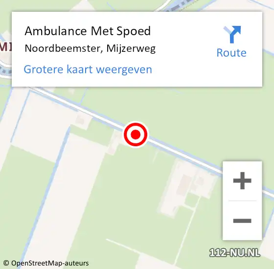 Locatie op kaart van de 112 melding: Ambulance Met Spoed Naar Noordbeemster, Mijzerweg op 9 december 2018 20:31