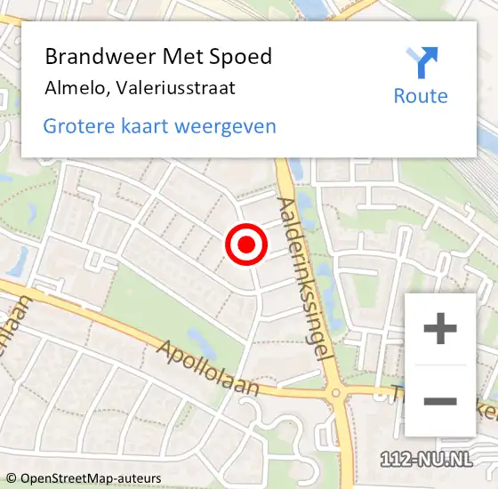 Locatie op kaart van de 112 melding: Brandweer Met Spoed Naar Almelo, Valeriusstraat op 9 december 2018 20:57