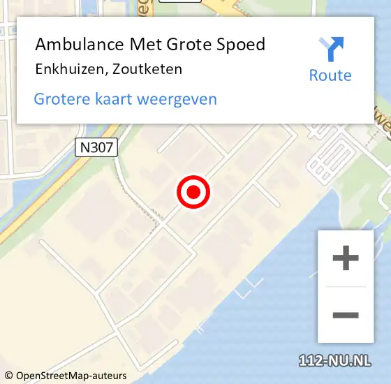 Locatie op kaart van de 112 melding: Ambulance Met Grote Spoed Naar Enkhuizen, Zoutketen op 9 december 2018 22:15
