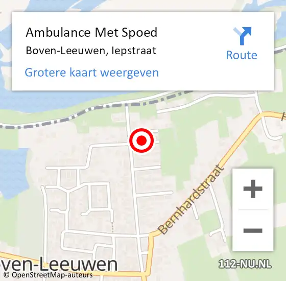 Locatie op kaart van de 112 melding: Ambulance Met Spoed Naar Boven-Leeuwen, Iepstraat op 9 december 2018 22:17