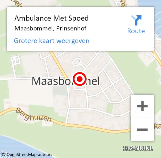 Locatie op kaart van de 112 melding: Ambulance Met Spoed Naar Maasbommel, Prinsenhof op 9 december 2018 23:01