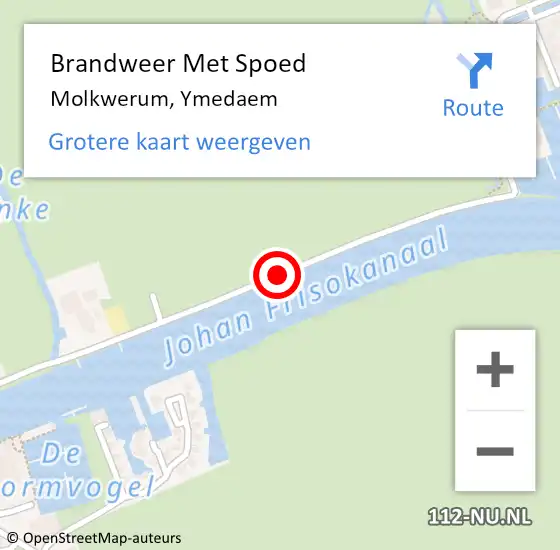 Locatie op kaart van de 112 melding: Brandweer Met Spoed Naar Molkwerum, Ymedaem op 9 december 2018 23:11