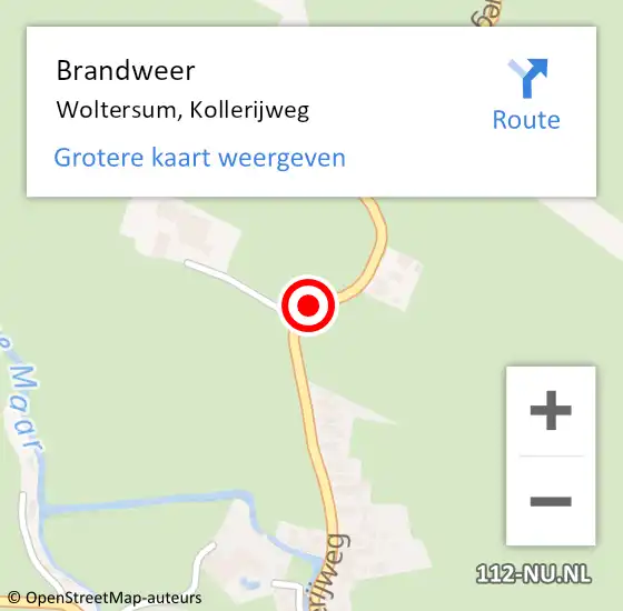 Locatie op kaart van de 112 melding: Brandweer Woltersum, Kollerijweg op 9 december 2018 23:12