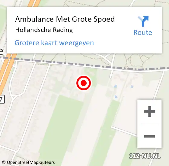 Locatie op kaart van de 112 melding: Ambulance Met Grote Spoed Naar Hollandsche Rading op 9 december 2018 23:17