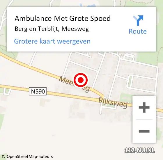 Locatie op kaart van de 112 melding: Ambulance Met Grote Spoed Naar Berg en Terblijt, Meesweg op 17 maart 2014 09:45