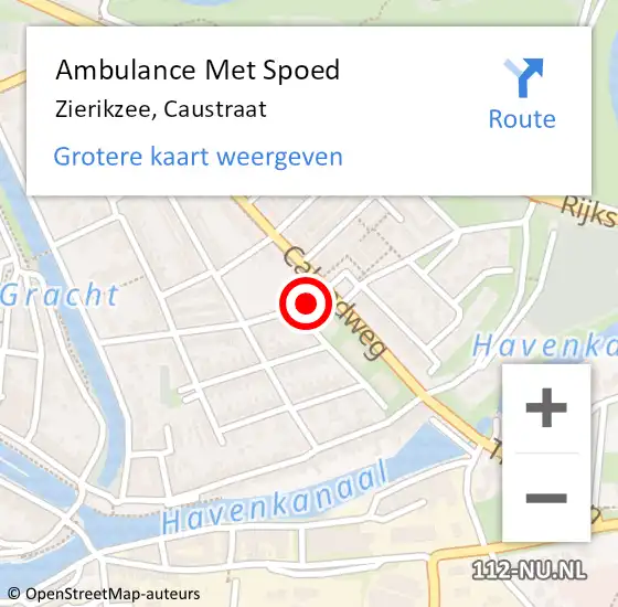 Locatie op kaart van de 112 melding: Ambulance Met Spoed Naar Zierikzee, Caustraat op 10 december 2018 05:28