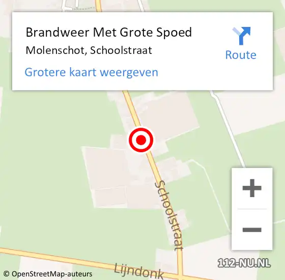 Locatie op kaart van de 112 melding: Brandweer Met Grote Spoed Naar Molenschot, Schoolstraat op 10 december 2018 07:16