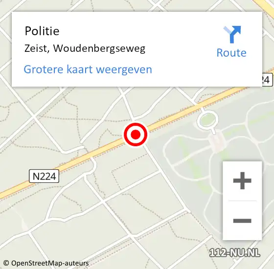 Locatie op kaart van de 112 melding: Politie Zeist, Woudenbergseweg op 10 december 2018 08:01