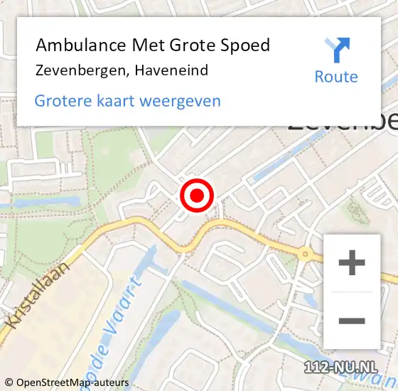 Locatie op kaart van de 112 melding: Ambulance Met Grote Spoed Naar Zevenbergen, Haveneind op 10 december 2018 08:32