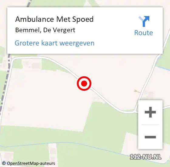 Locatie op kaart van de 112 melding: Ambulance Met Spoed Naar Bemmel, De Vergert op 10 december 2018 08:39