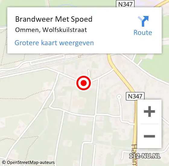 Locatie op kaart van de 112 melding: Brandweer Met Spoed Naar Ommen, Wolfskuilstraat op 10 december 2018 08:40