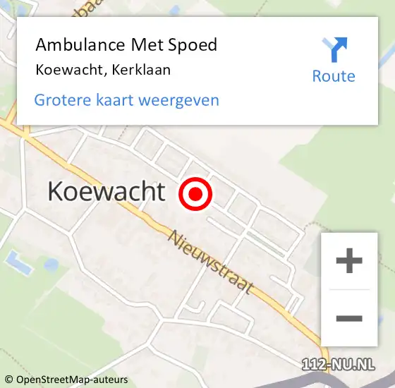 Locatie op kaart van de 112 melding: Ambulance Met Spoed Naar Koewacht, Kerklaan op 10 december 2018 09:59