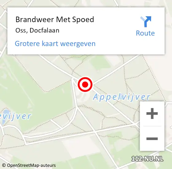 Locatie op kaart van de 112 melding: Brandweer Met Spoed Naar Oss, Docfalaan op 10 december 2018 10:45