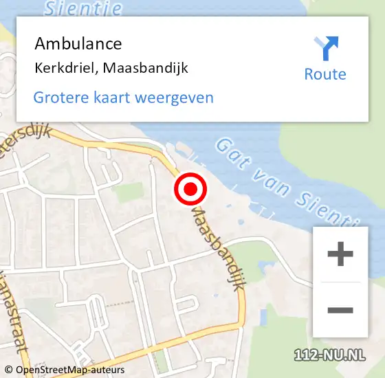 Locatie op kaart van de 112 melding: Ambulance Kerkdriel, Maasbandijk op 10 december 2018 11:01