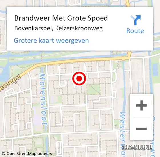 Locatie op kaart van de 112 melding: Brandweer Met Grote Spoed Naar Bovenkarspel, Keizerskroonweg op 10 december 2018 11:34