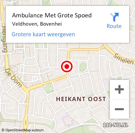 Locatie op kaart van de 112 melding: Ambulance Met Grote Spoed Naar Veldhoven, Bovenhei op 10 december 2018 12:08