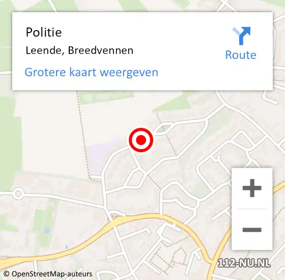 Locatie op kaart van de 112 melding: Politie Leende, Breedvennen op 10 december 2018 12:10