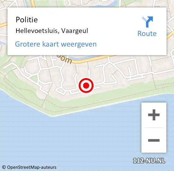Locatie op kaart van de 112 melding: Politie Hellevoetsluis, Vaargeul op 10 december 2018 12:28