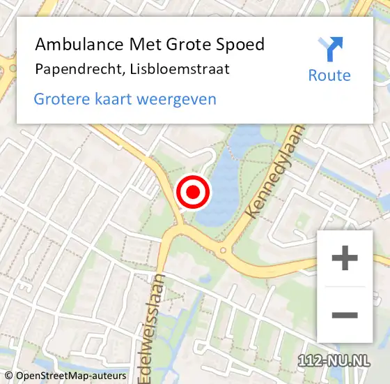 Locatie op kaart van de 112 melding: Ambulance Met Grote Spoed Naar Papendrecht, Lisbloemstraat op 10 december 2018 12:29