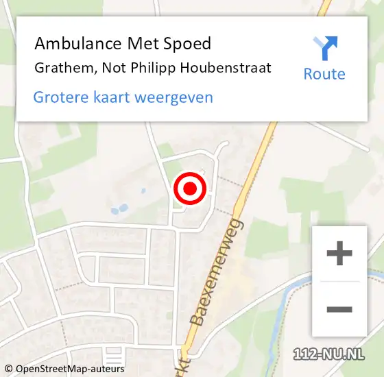 Locatie op kaart van de 112 melding: Ambulance Met Spoed Naar Grathem, Not Philipp Houbenstraat op 10 december 2018 13:12