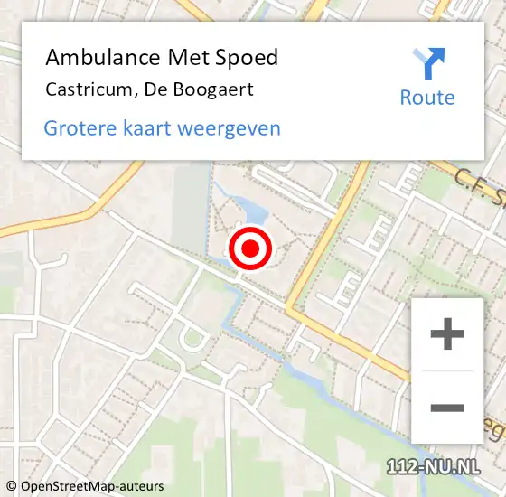 Locatie op kaart van de 112 melding: Ambulance Met Spoed Naar Castricum, De Boogaert op 10 december 2018 13:57