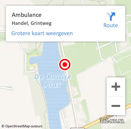 Locatie op kaart van de 112 melding: Ambulance Handel, Grintweg op 10 december 2018 14:10