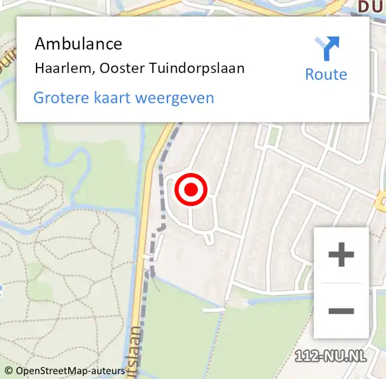 Locatie op kaart van de 112 melding: Ambulance Haarlem, Ooster Tuindorpslaan op 10 december 2018 15:03