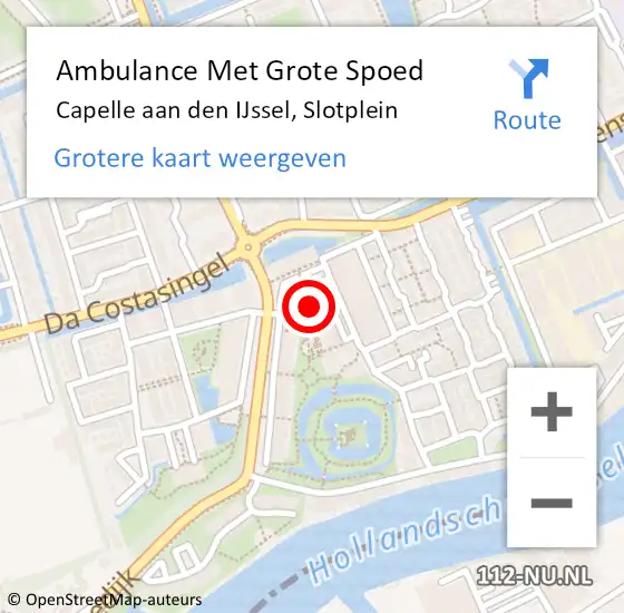 Locatie op kaart van de 112 melding: Ambulance Met Grote Spoed Naar Capelle aan den IJssel, Slotplein op 10 december 2018 15:41