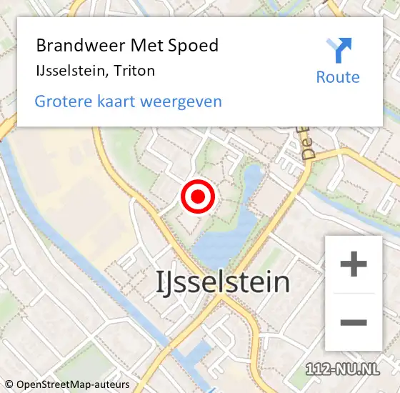 Locatie op kaart van de 112 melding: Brandweer Met Spoed Naar IJsselstein, Triton op 10 december 2018 16:05