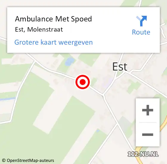 Locatie op kaart van de 112 melding: Ambulance Met Spoed Naar Est, Molenstraat op 10 december 2018 16:17