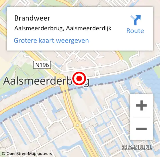 Locatie op kaart van de 112 melding: Brandweer Aalsmeerderbrug, Aalsmeerderdijk op 10 december 2018 16:36