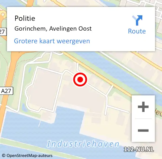 Locatie op kaart van de 112 melding: Politie Gorinchem, Avelingen Oost op 10 december 2018 16:46