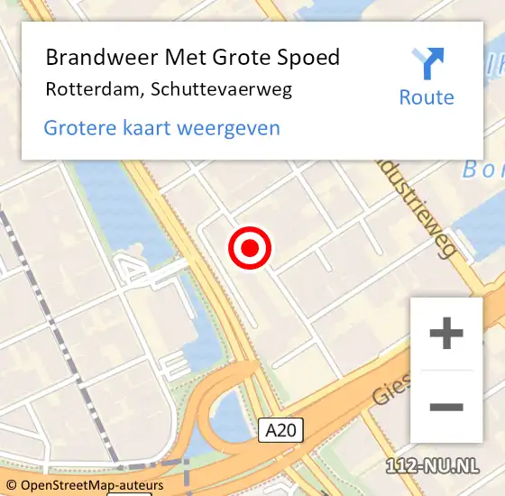 Locatie op kaart van de 112 melding: Brandweer Met Grote Spoed Naar Rotterdam, Schuttevaerweg op 10 december 2018 16:46