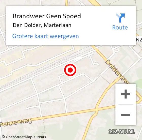 Locatie op kaart van de 112 melding: Brandweer Geen Spoed Naar Den Dolder, Marterlaan op 10 december 2018 18:24