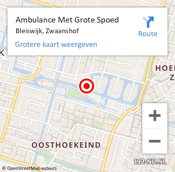 Locatie op kaart van de 112 melding: Ambulance Met Grote Spoed Naar Bleiswijk, A12 Re hectometerpaal: 18,1 op 10 december 2018 19:18