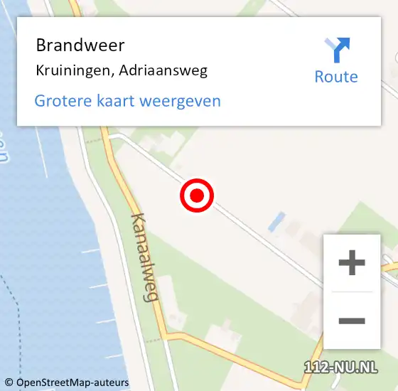 Locatie op kaart van de 112 melding: Brandweer Kruiningen, Adriaansweg op 10 december 2018 19:32