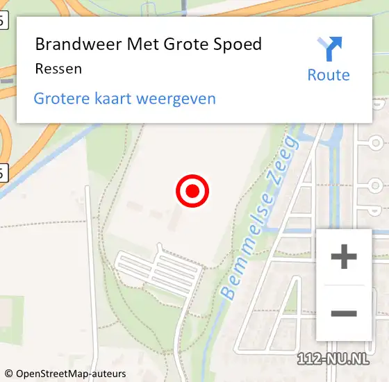 Locatie op kaart van de 112 melding: Brandweer Met Grote Spoed Naar Ressen op 10 december 2018 20:34