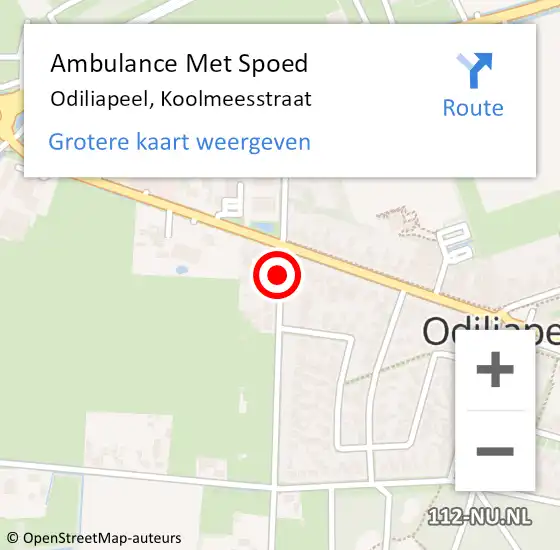 Locatie op kaart van de 112 melding: Ambulance Met Spoed Naar Odiliapeel, Koolmeesstraat op 10 december 2018 20:55