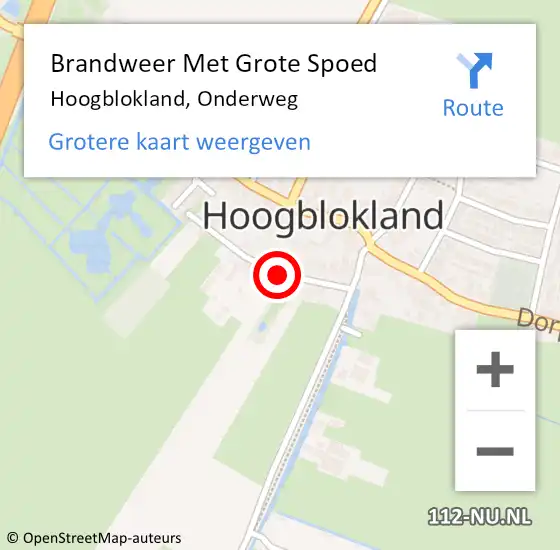 Locatie op kaart van de 112 melding: Brandweer Met Grote Spoed Naar Hoogblokland, Onderweg op 10 december 2018 20:58